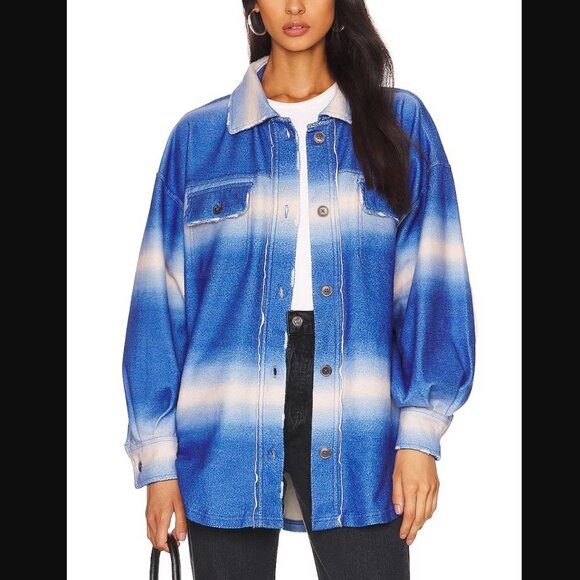 Free People Tops - NWOT Free People Printed Ruby Jacket in Deep Sea Comb Size Medium